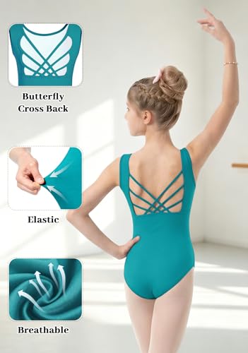 Girls' Ballet Leotard Sleeveless Tank Dancewear for 11-12 Years - Teal