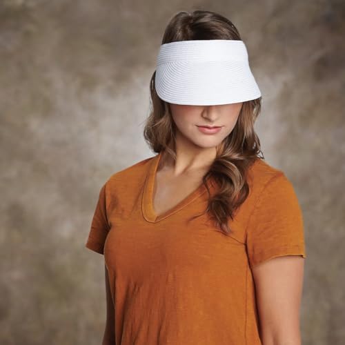 Women's Mixed Braid Brim Sun Visor Hat - One Size White - Sun Protection