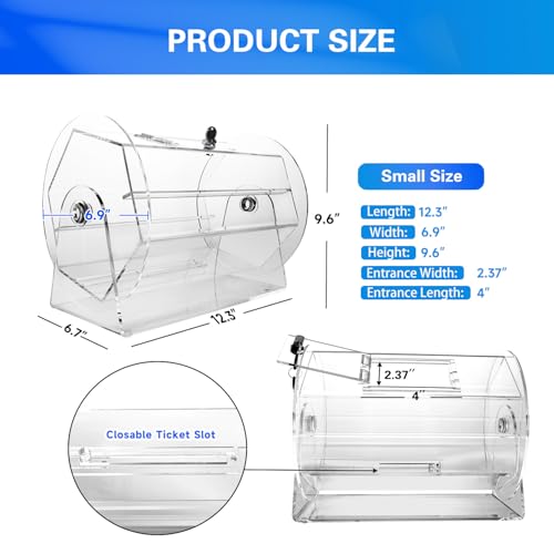 Small Acrylic Raffle Ticket Drum Holds 2000 Tickets - Secure, Fair Draw