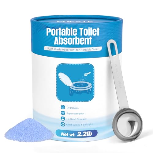 2.2 lb Portable Toilet Absorbent Gel Powder for Camping & Outdoor Use - Odor Control & Mess-Free Urine Disposal with Reusable Spoon