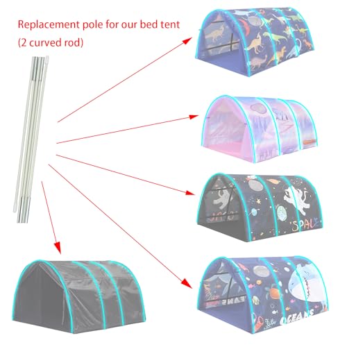 Kids Bed Tent Replacement Poles - White Curved Tent Pole Set