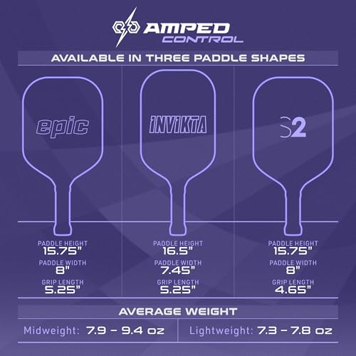 Selkirk Amped Control Pickleball Paddle - Purple Lightweight, Fiberglass Core