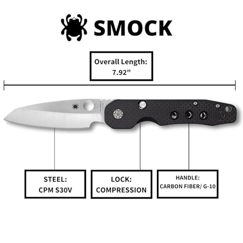 Spyderco Smock Folding Pocket Knife with 3" CPM S30V Steel Blade & Carbon Fiber Handle