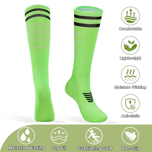 Kids Soccer Knee High Tube Socks 4-8 Years 10 Pairs Colorful Football Athletic Socks for Boys & Girls