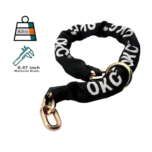 OKG 4ft x 1/2in Hexagonal Hardened Alloy Steel Security Chain - Heavy Duty Anti-Theft Lock for Motorcycles & Trailers