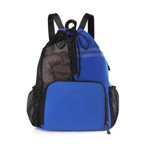 Valleycomfy Blue Unisex Drawstring Gym Backpack with Reflective Strips