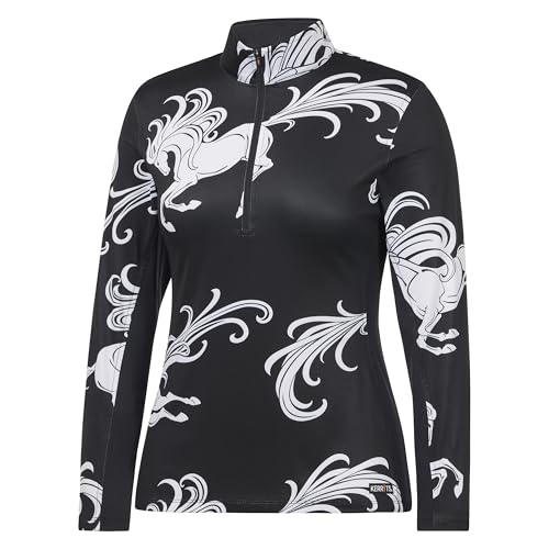 Kerrits Women's In The Zone Coolcore Horse Riding Top - Large Black Horse Whimsy