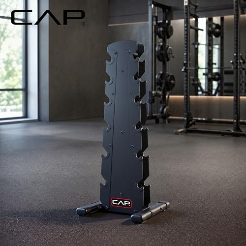 CAP Black 6-Tier Dumbbell Rack for Home Gym 210lb Capacity Space-Saving Steel