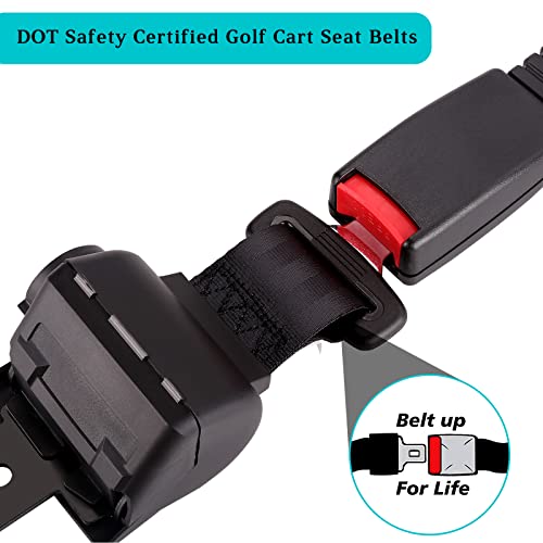 10L0L 4PCS Universal Retractable Golf Cart Seat Belt Kit with Brackets for EZGO Yamaha Club Car