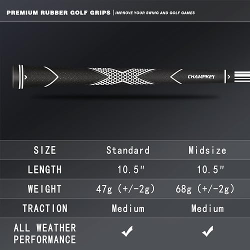 Oversize Rubber Golf Grips Pack of 13 with Full Repair Kits White Black