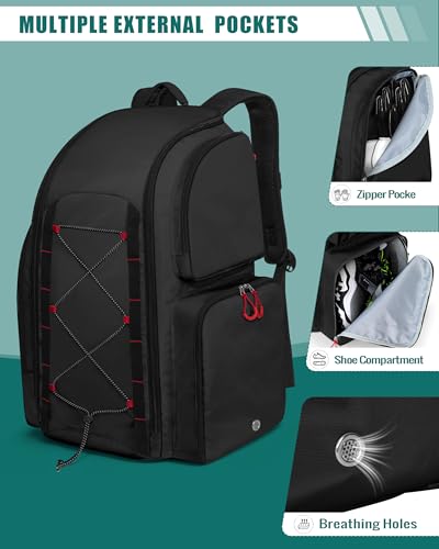 Smasrob Football Backpack with Separate Shoe Compartment - Black