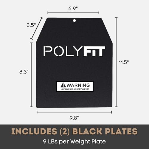 Polyfit 9lb Weighted Plate Set for Weight Vest - Black Pair