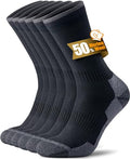 X-Large Merino Wool Hiking Socks - 3 Pairs Black Seamless Toe Cushion