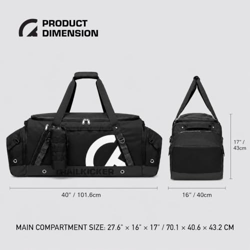 Ice Hockey Gear Bag 40-Inch Duffle Bag for Equipment, Black, Sport Storage