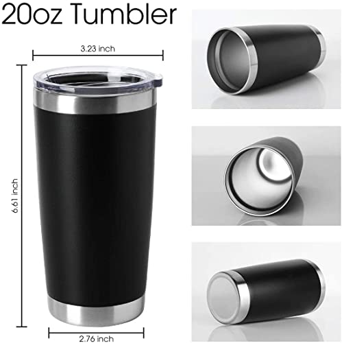 20oz Stainless Steel Insulated Tumblers with Lid - Black, 12 Pack - Double Wall Vacuum Coffee Cups for Hot & Cold Drinks - Variation: Black-A / 12 Count
