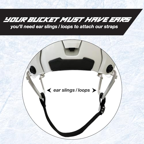 Black Hockey Helmet Chin Strap with Stainless Steel Snaps - Replacement Loop Kit
