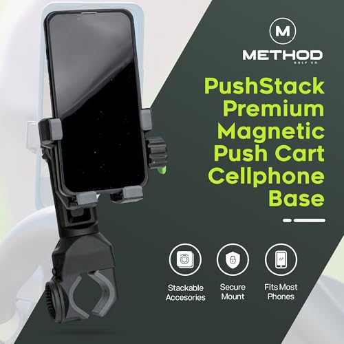 Golf Push Cart Phone Holder Set with Magnetic Rangefinder Strap & Accessories