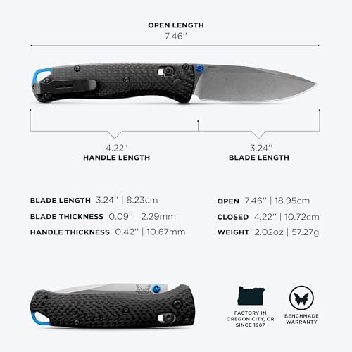 Benchmade Bugout EDC Knife with S90V Steel Blade, Lightweight, Fully Ambidextrous Handle