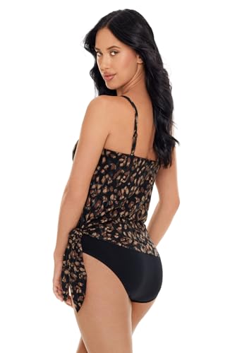 MagicSuit Women's Solid Alex V-Neck Tankini Top with Underwire & Adjustable Straps - Black/Brown