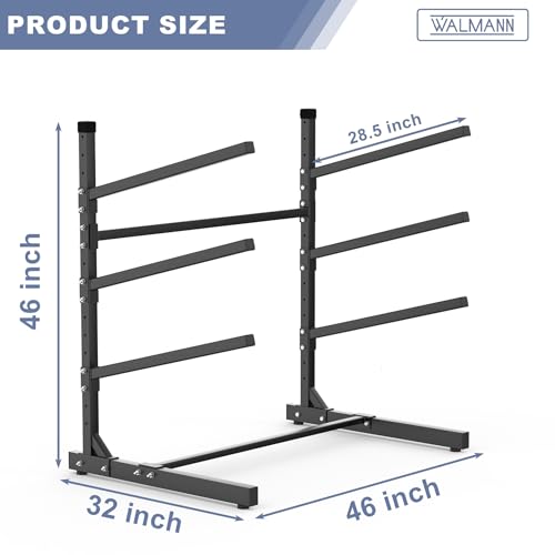 Large Black Garage Kayak Rack - Heavy-Duty Freestanding Kayak Stand