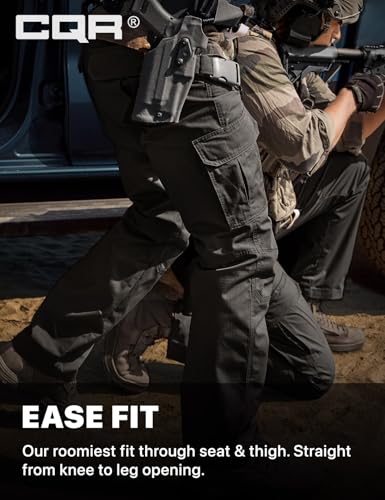 Men's Tactical Cargo Pants Black 32W x 34L Water-Resistant Ripstop