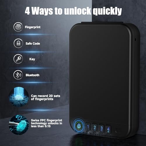Biometric Gun Safe with APP & Keypad - Portable Pistol Lock Box, Appliance Pull Variation