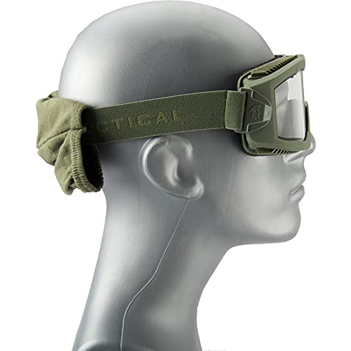 Lancer Tactical AERO Airsoft Tactical Safety Goggles -3mm Dual Pane Lens, Anti-Fog Glasses for Hunting and Cycling-One Len (OD Green/Clear)