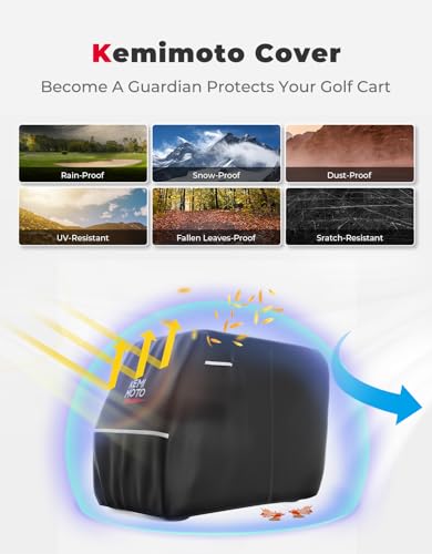 Waterproof Golf Cart Cover 4-Seater, 600D Rain Protection, Black, 108" L