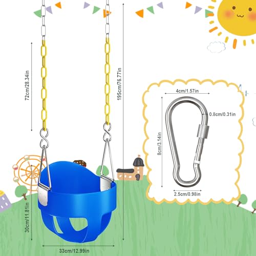 AGPTEK Toddler Swing Seat with Coated Chains - Blue, Full Back Bucket Design