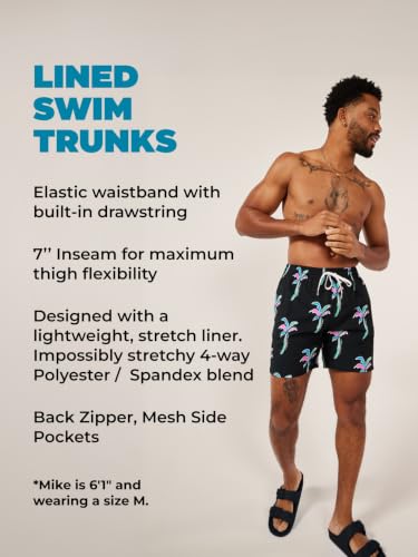 XX-Large Havana Nights Men's 7 Inch Swim Trunks with Liner & UPF 50+