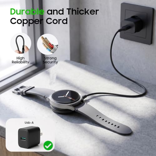 Magnetic Charging Cable for Samsung Galaxy Watch 9/8/7/6/5/4, 1.5M Black