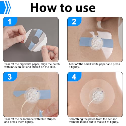 60 Pack Universal Adhesive Patches for CGM & Insulin Pumps, Waterproof Skin-Friendly Covers