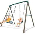 Hapfan 7.5ft Heavy Duty Metal Swing Set for Backyard - Green & Brown