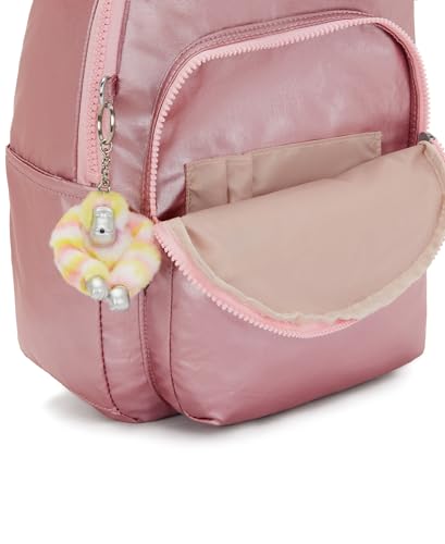 Kipling Seoul Small Bts Tablet Backpack - Bronze Pink Met, 10.5"L x 13.75"H x 6.75"D, Durable Water-Resistant Nylon
