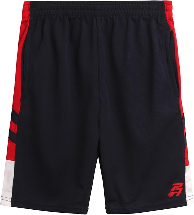 Pro Athlete Boys Athletic Shorts 2 Pack Quick Dry with Pockets - Black/Blue