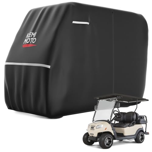 Waterproof Golf Cart Cover 4-Seater, 600D Rain Protection, Black, 108" L