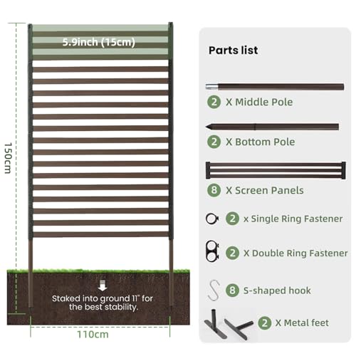 Outdoor Privacy Screen 43x59 Inches - Metal Garden Fence Panel with Variation 59.0"L x 43.3"W