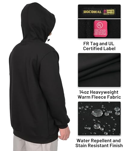 X-Large Black Flame Resistant Heavyweight Hoodie - 14oz Fleece Pullover