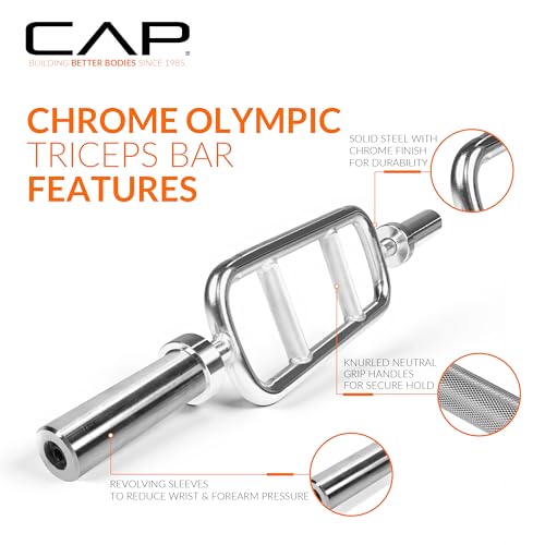 Olympic Triceps Bar 34 Inch Chrome Weightlifting Barbell for Strength Training
