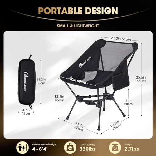 MOON LENCE Black 2 Pack Portable Camping & Backpacking Folding Chairs