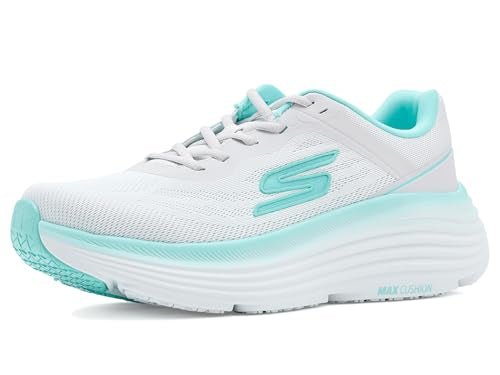 Max Cushioning Women's Sneakers - White Aqua, Size 6.5, Breathable Mesh