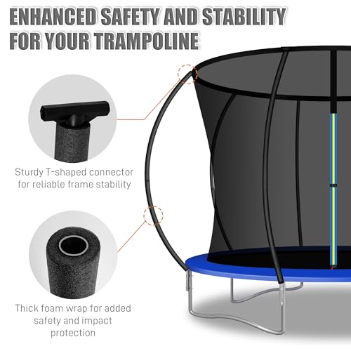 Suninlife 2-Pack Replacement Curved Trampoline Poles for 8-16FT Enclosures
