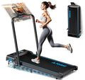 FOUSAE 5-in-1 Foldable Home Treadmill Black Blue - 7.5MPH Incline, App Compatible