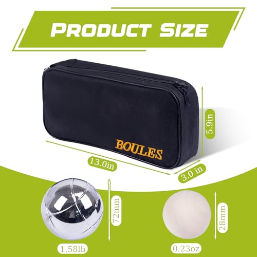 Petanque Game Set with 8 Stainless Steel Balls, Carry Case & Measuring String - Outdoor Lawn & Beach Bocce Ball Set