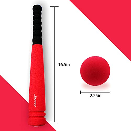 Mini Foam Baseball Bat and Ball Set for Toddlers - Red Variation, 16.5 Inch