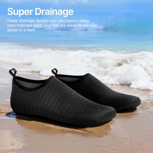 Water Shoes for Women Men Swim Pool Beach Camping Vacation - Tanamo, 5-6 Women / 4-5 Men, Black