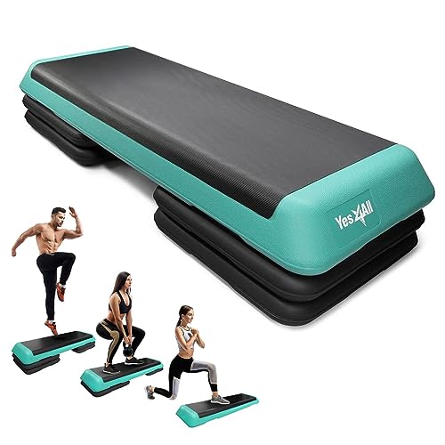Yes4All Aerobic Step Platform Gray/Black, 42.5 Inch Adjustable Fitness Step