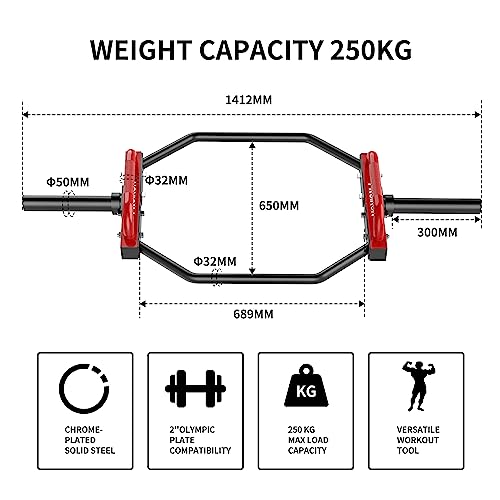 PROIRON Olympic Trap Bar 56-inch Heavy-Duty Steel Powerlifting Barbell for Deadlifts & Squats