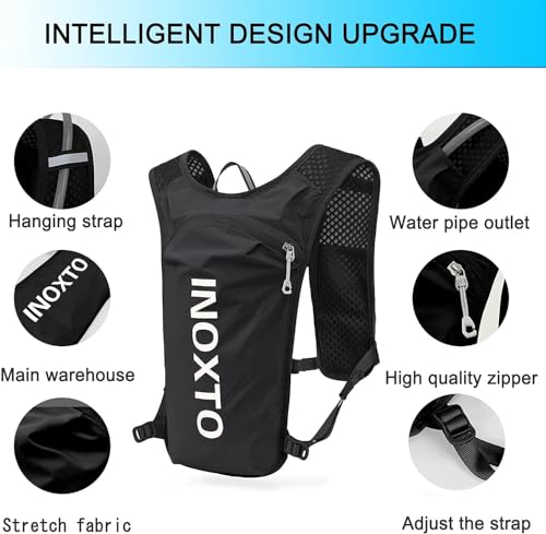INOXTO Hydration Running Vest with Soft Flask - Black & White, Lightweight