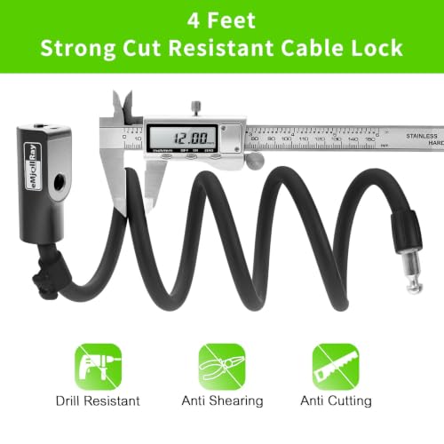 Heavy Duty Electric Scooter Lock 4FT 12mm Steel Cable with Mounting Bracket